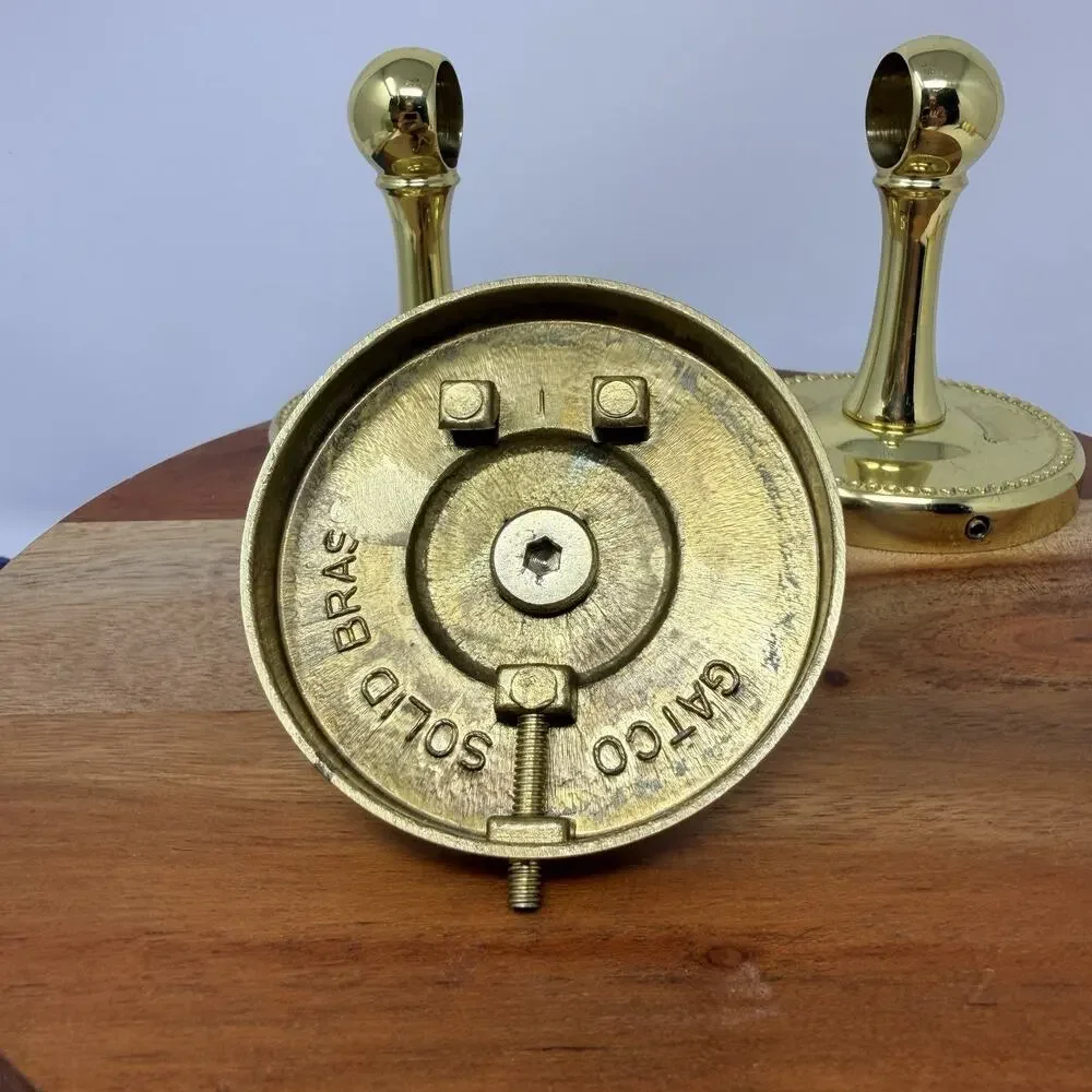 Vintage 1980’s Solid Brass Towel Rod Hooks SET for Bathroom Gold Toned, No Rod.